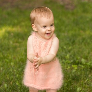 Baby dress, Angora Dress with Lace Bib image 1