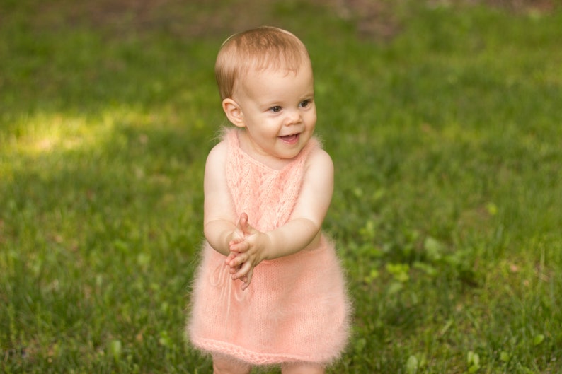 Baby dress, Angora Dress with Lace Bib image 1