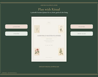Printable Herbal Planner, Tea and Garden Journal PDF