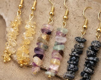 Healing Crystal Stone Drop Earrings Colorful Bohemian Jewelry For Her Daily Wear Special Occasion