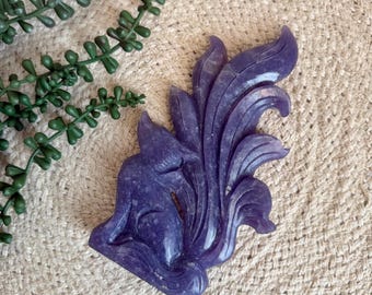 7" Lepidolite Nine‑Tailed Fox | Hand Carved | Crystal Figurine Carving