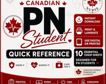 Canadese PN-studenten: Snel naslagwerk – Printbare studiegids voor verpleegkunde