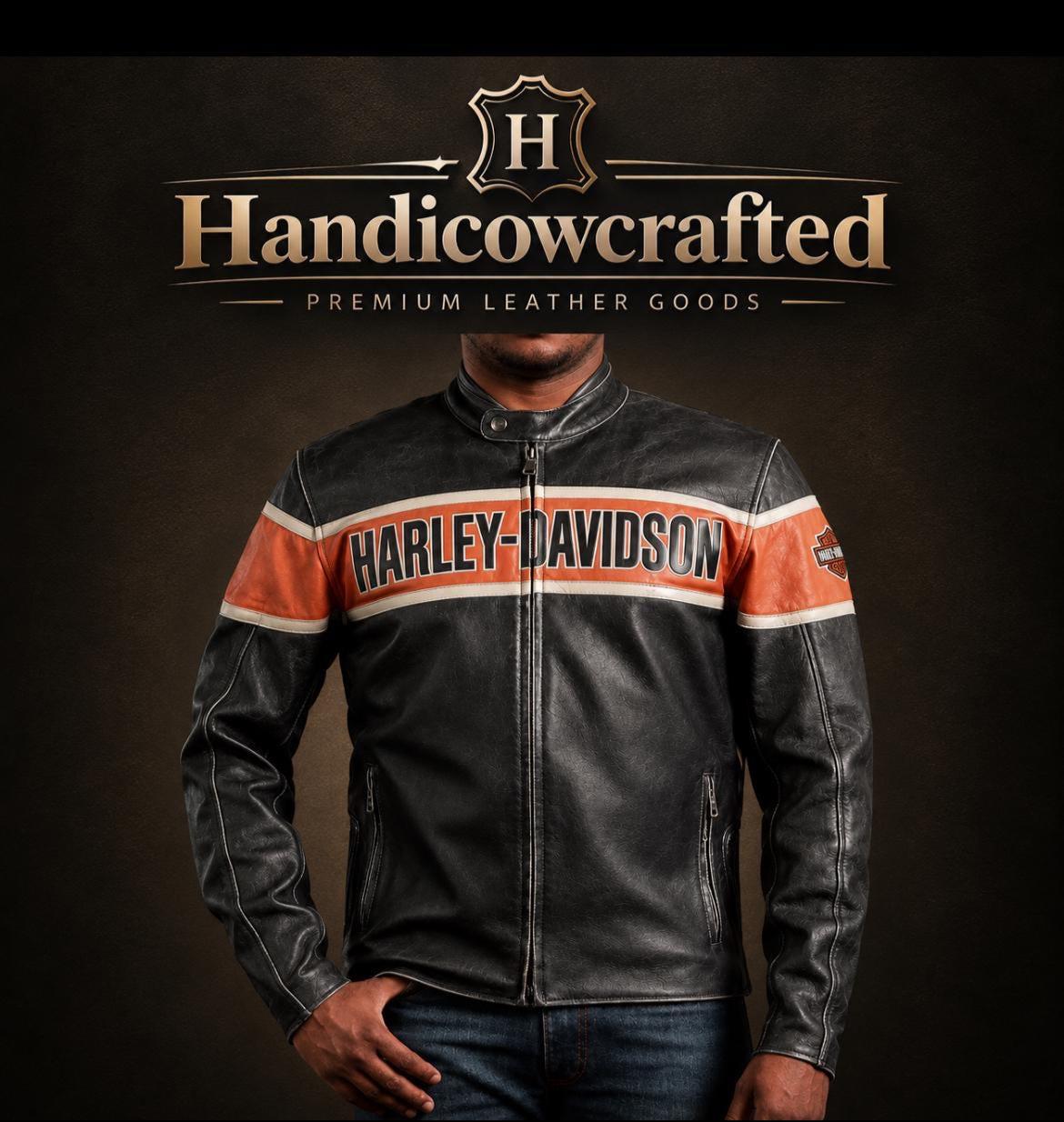 Orange and Black Harley Davidson Bomber Jacket - Etsy