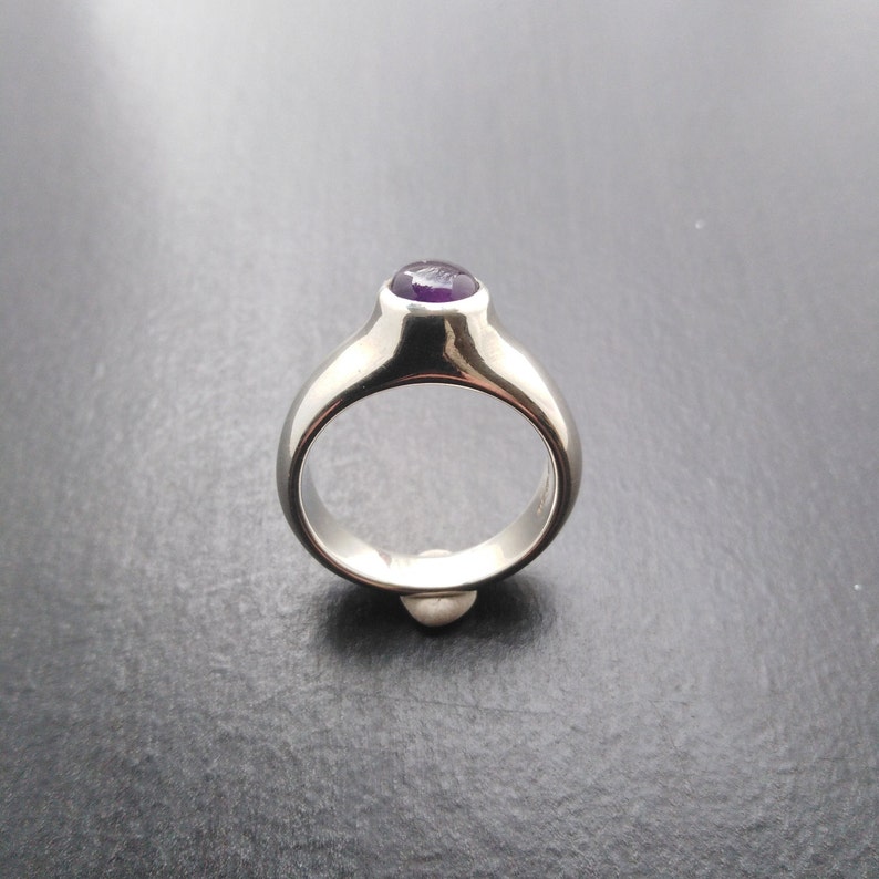 Medieval Style Silver Ring With Amethyst Cabochon size O 1/2 uk image 3