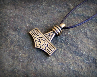 Thors Hammer Mjolnir Pendant from Gotland in Lost Wax Cast Bronze - Antiqued