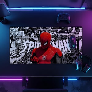 Spider-Man Mouse Pad, Marvel Comic Desk Mat, Spiderman Gaming Mousepad, Superhero Gaming Setup Decor, Peter Parker Desk Accessory