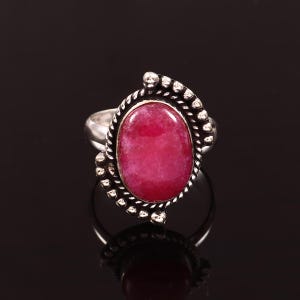 Ruby Oval Shaped Gemstone Ring, 925 Sterling Silver Handmade Wedding Jewelry, Birthday Gift For Her