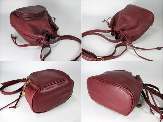 Maroon Genuine Leather Bucket Bag Sereta Crossbod… - image 8