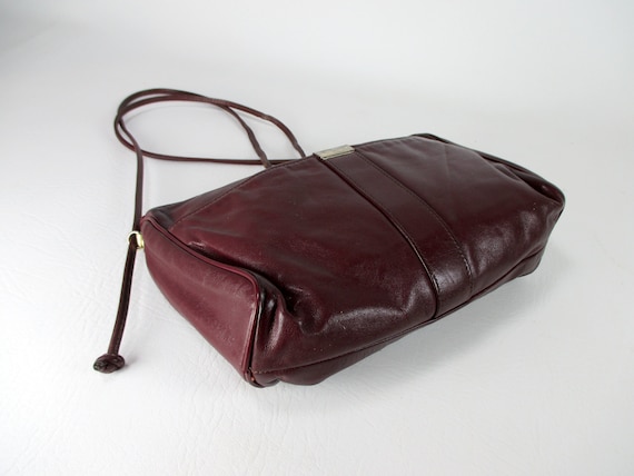 Vintage 80 Burgundy Leather Crossbody Purse Maroo… - image 5
