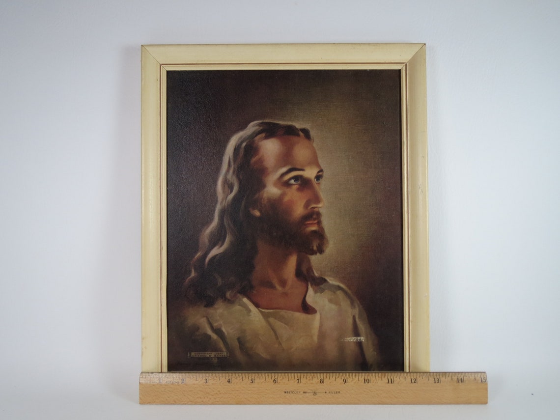1940s Warner Sallman Head of Christ Framed Lithograph Jesus Etsy