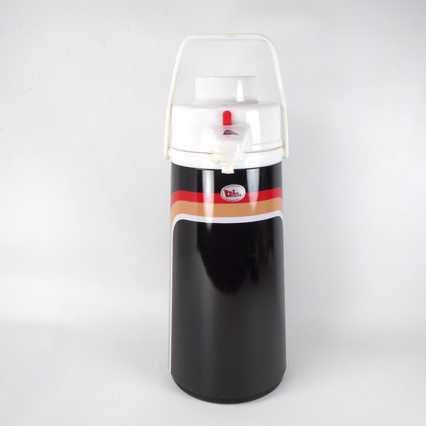 Vintage 1970s COASTER Air Pump Thermos 2 qt Hot Cold Insulated Beverage Jug Retro Picnic Drink Cooler Camping Jug Portable Dispenser Carafe