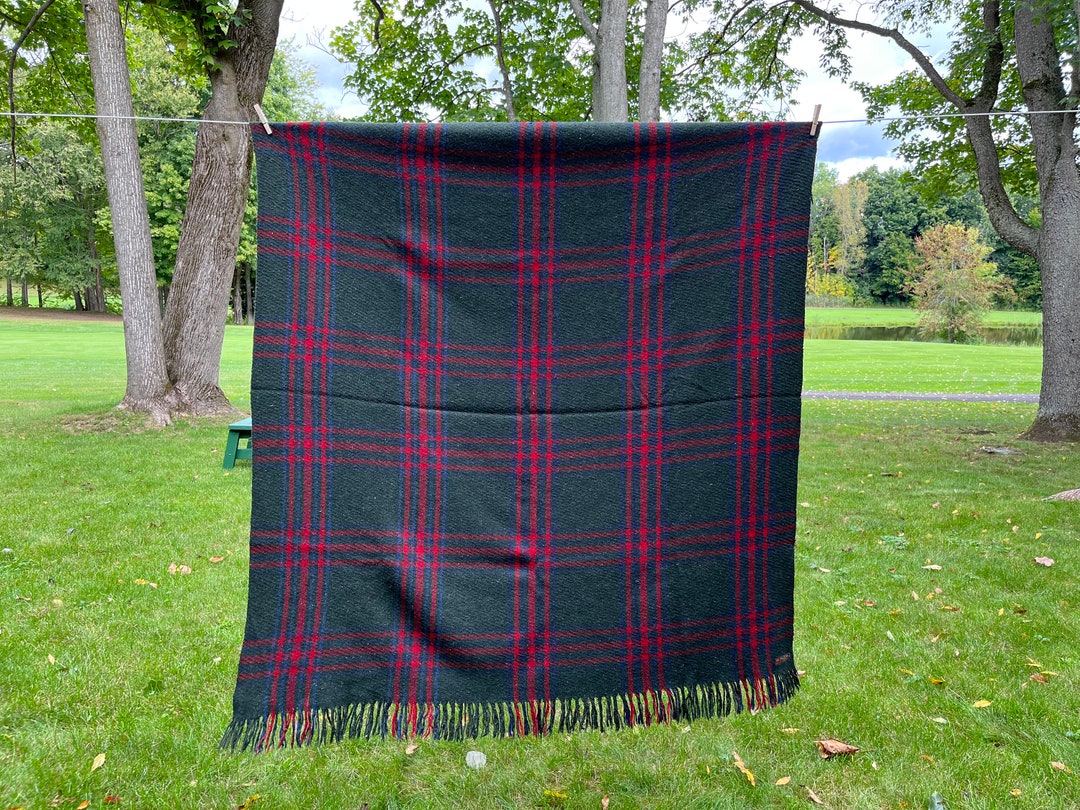 American Woolen Co Tartan Plaid Stadium Blanket Robe All Wool Etsy