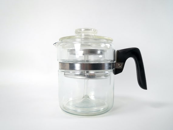 Pyrex Glass 4 Cup Coffee Percolator Bowl Handle & Lid ONLY 