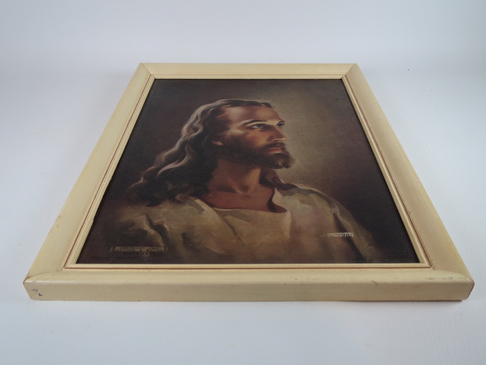 1940s Warner Sallman Head of Christ Framed Lithograph Jesus Etsy