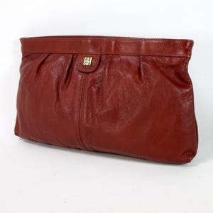 British Tan Leather Clutch Bag 1980s Light Brown Leather Purse Vintage 70s Handbag Zip Top Bag with Ruching Leather Clutch Purse Leather Bag