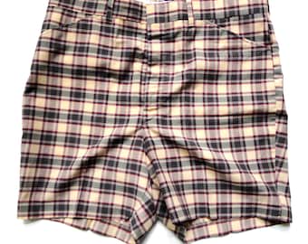 1960s Preppy Grampa Shorts, Plaid Golf Attire, Vintage Menswear, Size 34