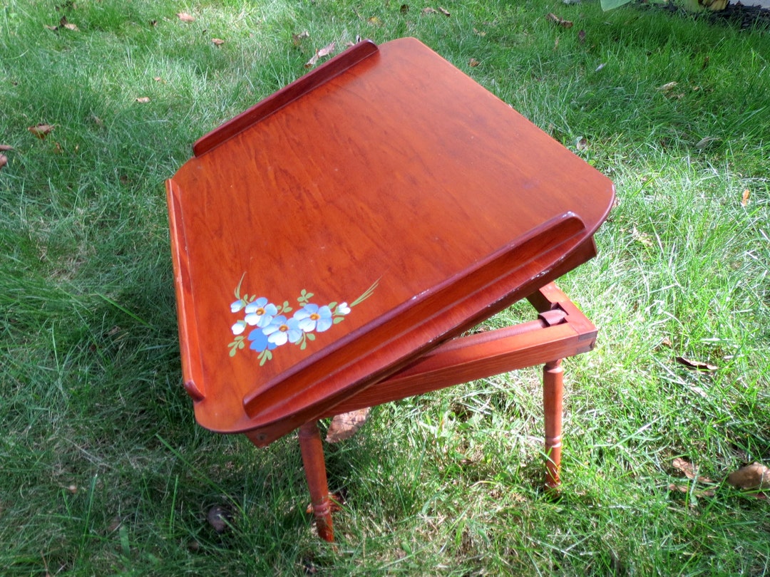 Mid Century Tilt Top Bed Lap TV Tray W Folding Legs Vintage Etsy