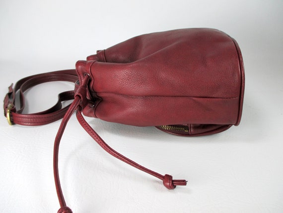 Maroon Genuine Leather Bucket Bag Sereta Crossbod… - image 6