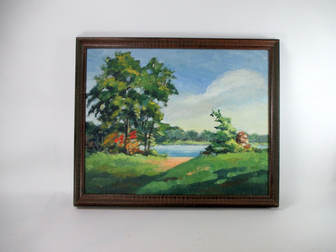 Original Landscape Oil on Canvas Vintage Impressionist Painting Wood ...