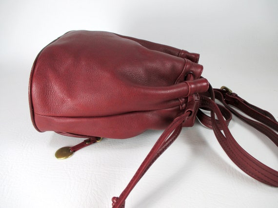 Maroon Genuine Leather Bucket Bag Sereta Crossbod… - image 7