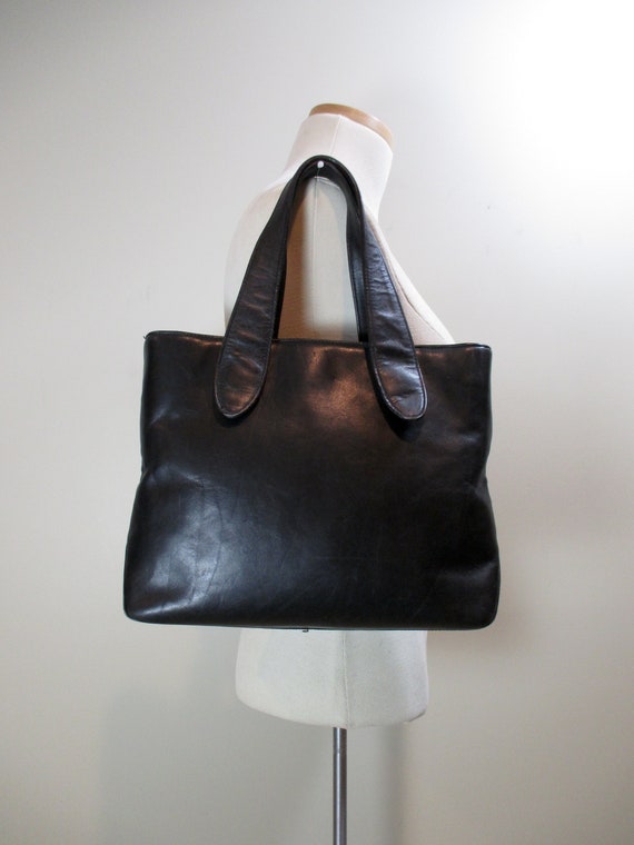BALLY Genuine Leather Top Handle Bag Vintage Black