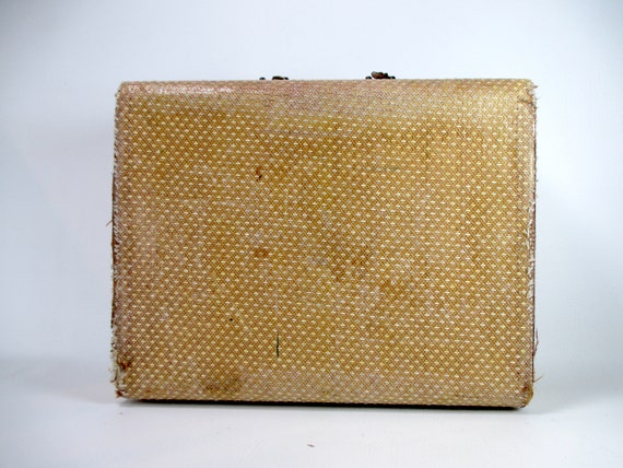 1940s Antique Suitcase with Leather Handle Beige … - image 7