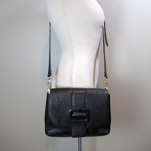 FIORDALISO sac à main bandoulière en cuir grainé noir rabattable sac à main vintage sac bandoulière fourre-tout sac de créateur fabriqué en Italie