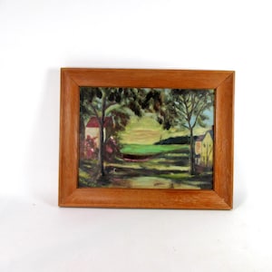 Through the Trees Impressionist Painting Antique Oil on Canvas Wood Framed Original Signed Painting Vintage Serene Landscape Gallery Wall