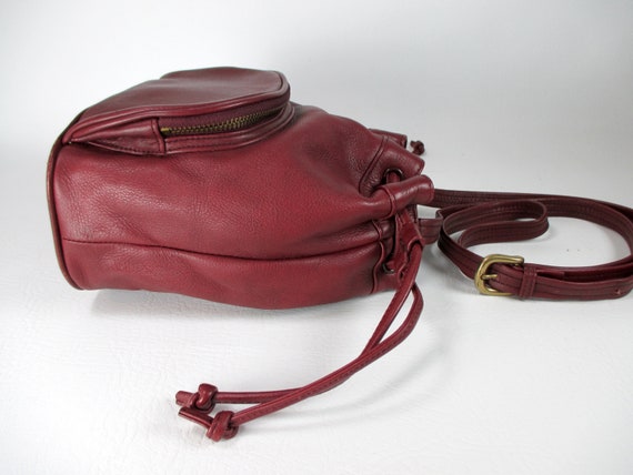 Maroon Genuine Leather Bucket Bag Sereta Crossbod… - image 5