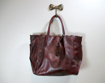 Old Trend Rusty Red Bolso grande de cuero Sprout Land Bolso de hombro de cuero genuino con asa superior Shopper de gran tamaño Bolso de mano clásico para pasar la noche