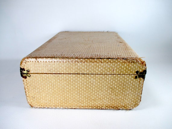 1940s Antique Suitcase with Leather Handle Beige … - image 4