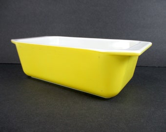 Vintage PYREX Sunny Lemon Yellow Kastenform #913 1970er Jahre Küchendekor Milchglas Brotform Auflaufform Ofengeschirr Backgeschirr 8,5 x 4,5 x 2,5