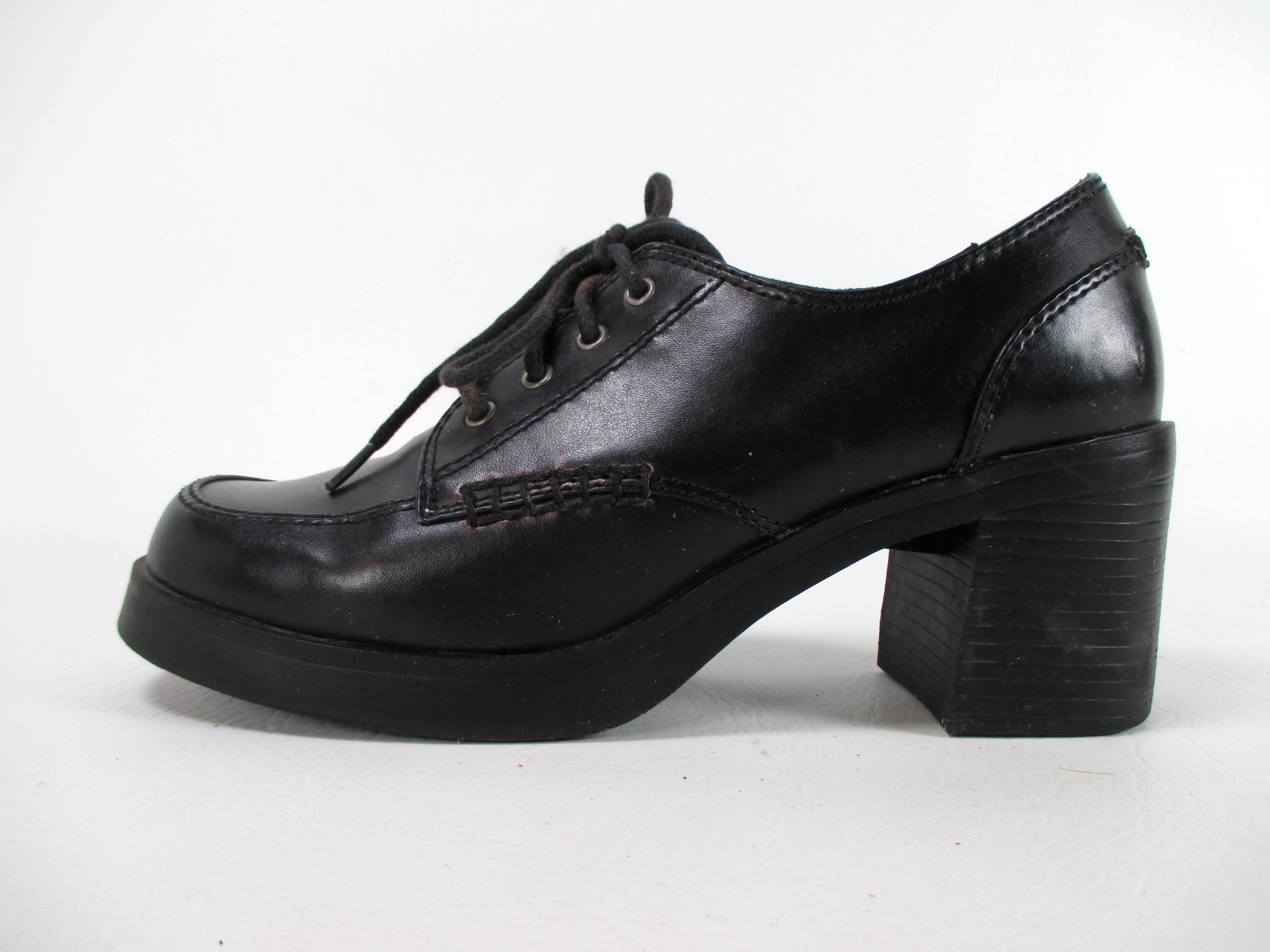 MUDD Braxton Black Square Toe Chunky Platform Shoes Ladies