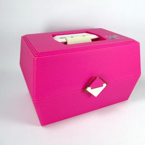 Vintage jaren 1980 warmroze CABOODLES make-upkoffer groot handvat aan de bovenkant cosmetische toilettas opbergdoos met verwijderbare lade reisorganizer model 2700