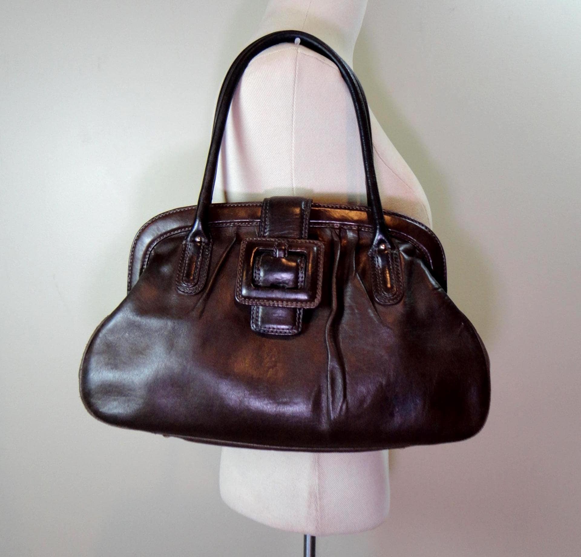 バッグ Y2K archive Banana Republic Leather Bag Vintage Y2K Banana Republic Brown Leather Shoulder Bag - Etsy
