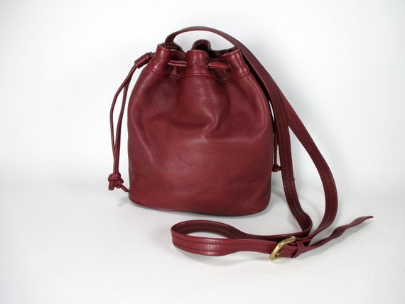 Maroon Genuine Leather Bucket Bag Sereta Crossbod… - image 2