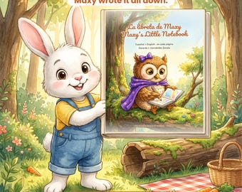 Cuento bilingüe + colorear GRATIS · La libreta de Maxy / Maxy's Little Notebook · Español inglés 3-7 · PDF