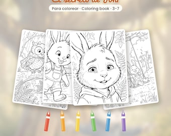 Tweetalig Spaans-Engels kleurboek · Joni's geheim · 21 pagina's · Kinderen 3-7 jaar · PDF