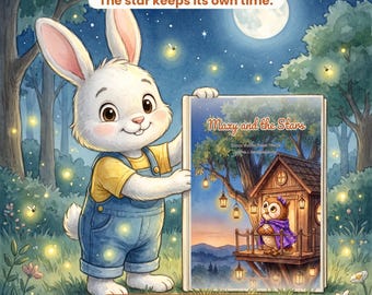 Kinderverhaalboek in PDF-formaat + GRATIS kleurboek · Maxy en de Sterren · Bedtijdverhaaltje voor kinderen van 3-7 jaar · Direct te downloaden en te printen