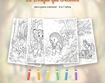 Kleurboek in het Spaans · Het bos waarin we opgroeiden · 21 pagina's met het verhaal · Kinderen van 3-7 jaar · PDF-download