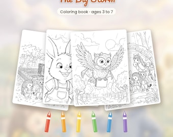 Printbaar kleurboek in PDF-formaat · De Grote Storm · 21 kleurplaten met het complete verhaal · Kinderen van 3-7 jaar · Direct te downloaden