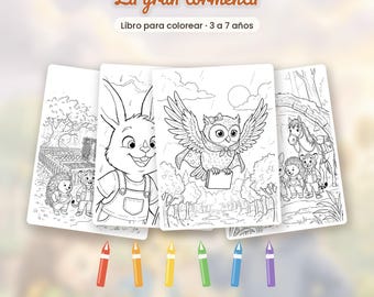 Kleurboek in het Spaans · De Grote Storm · 21 pagina's met het verhaal · Kinderen 3-7 jaar · PDF-download
