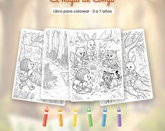 Spaans kleurboek · Compi's kaart · 22 pagina's met het complete verhaal · Kinderen 3-7 jaar · Printbaar PDF-bestand