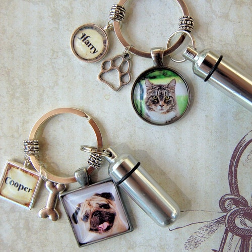 Dog Urn Cremation Keychain Personalized Memorial Ashes Etsy