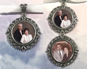 Double Sided Bridal Bouquet Photo Charm Wedding Memorial Charm Boutonniere Photo Charm