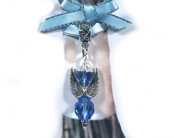 Something Blue Bridal Bouquet Beaded Angel Charm Flower Bouquet Angel Charm for Weddings