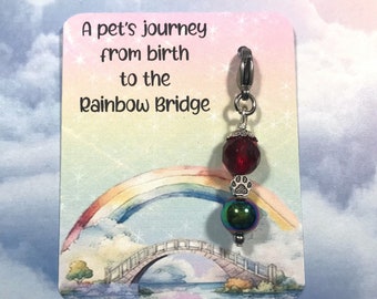 Rainbow Bridge Pet Loss Charm Pet's Journey from Birth to the Rainbow Bridge Charm