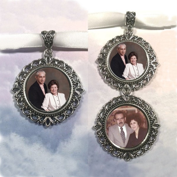 Double Sided Bridal Bouquet Photo Charm Wedding Memorial Charm Boutonniere Photo Charm