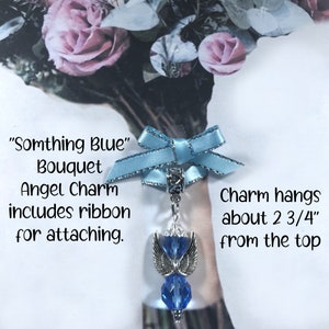 Something Blue Bridal Bouquet Beaded Angel Charm Flower Bouquet Angel Charm for Weddings image 4
