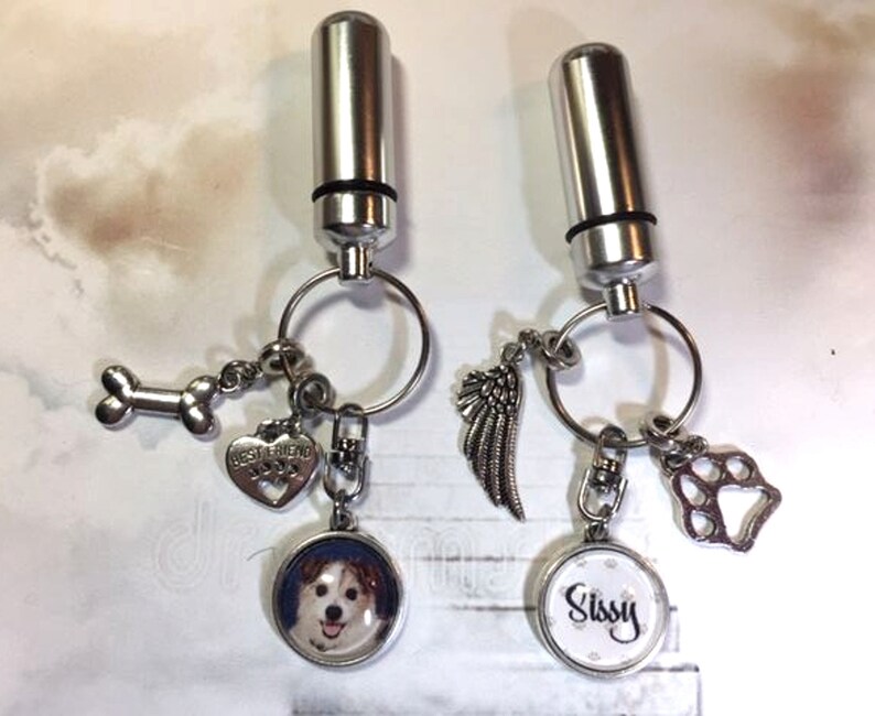 Friend Family Sets Pet Cremation Key Ring with Custom Photo and Cremation Urn Loss of Family Member